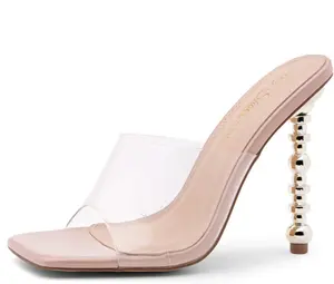 Double Bowknots Crystal Sandals Clear Slingback Heels Square Open Toe Dress Heeled Sandal for Prom Wedding