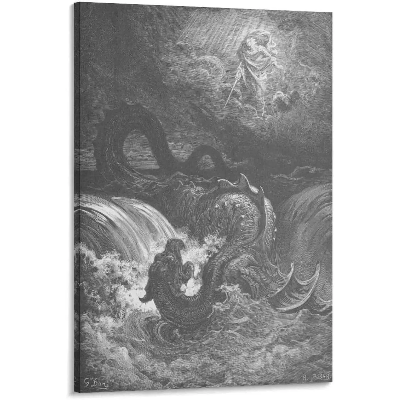 Gustave Dore The Destruction of Leviathan Poster Canvas Print - Dopamine Decor Masterpiece, Wall Art Decoration Items for Room Ornaments