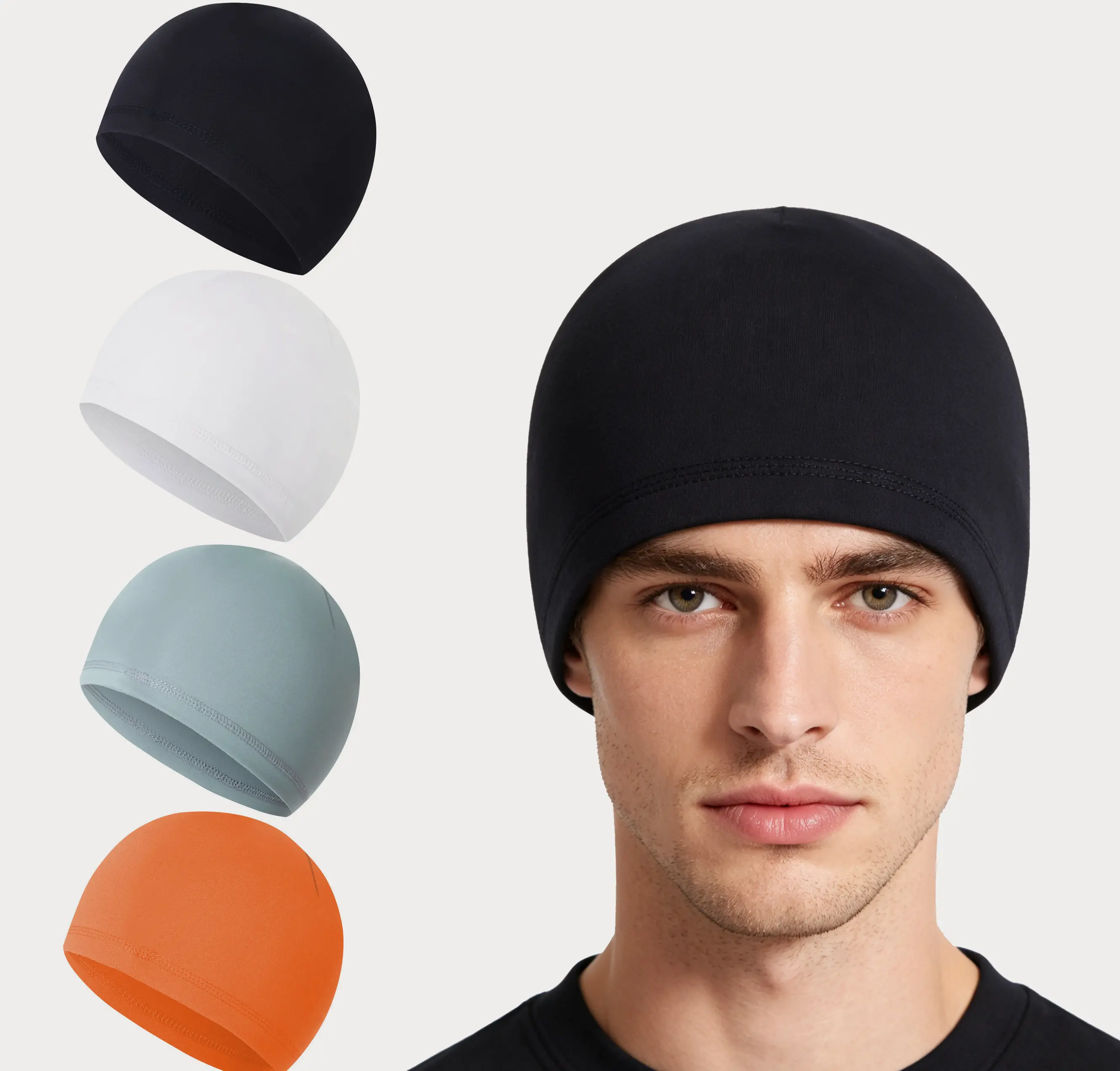 Unisex Solid Color Multifunctional Skull Cap, Stretchy Helmet Liner, Sport Hat for Men Women, Ideal for Biking Outdoor & Daily Wear