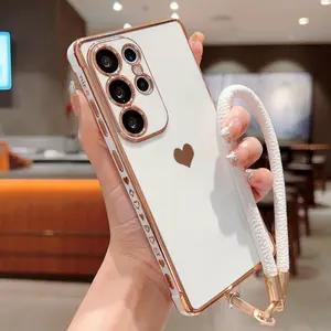 Heart Pattern Phone Case with Lanyard, Decorative Phone Protector Cover, Smartphone, Phone Accessories Compatible with Samsung Galaxy A13 A14 A15 A16 A23 A24 A25 A26 A34 A35 A36 A52 A53 A54 A55, Casing, Protection