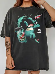 Totodile x Mountain Baja Blast Shirt, Do The Dew Pocket Monster Graphic Tee, Retro Unisex Streetwear