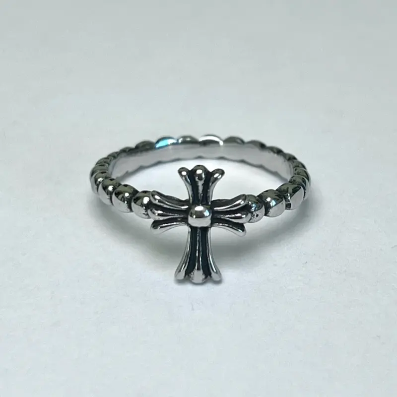 Stainless Steel Cross Ring – Minimalist Silver-Tone Unisex Band