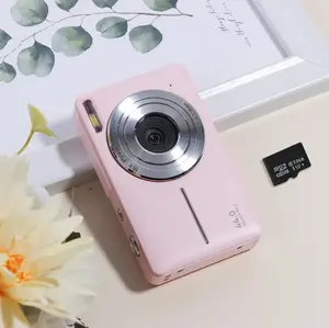 Upgrade to version 2.0 Portable Pocket Vlogging Camera with 32GB SD Card & Wrist Strap, Self Timer, Anti-Shake, 16X Digital Zoom, FHD 1080P Point & Shoot Camera for Daily Photography, Perfect Holiday Gift 【Light Pink】