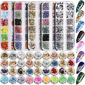 41 Boxes Rhinestones for Nails, Nail Gems 5 Boxes Nail Art Rhinestones 36 Boxes Nail Flakes, Nail Gems Stone Nail Design Kit, Nail Rhinestones for Nail Art Nail Accessories springtok