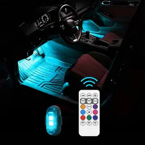 Remote Control Car Footwell Light,multi-functional Car Atmosphere Lights,8-Colors USB Rechargeable RGB LED Light,Waterproof Car Interior Decoration Light for Car Motorcycle Drone Aircraft Bike,Car Lighting Accessories for Women Men Valentine's Day