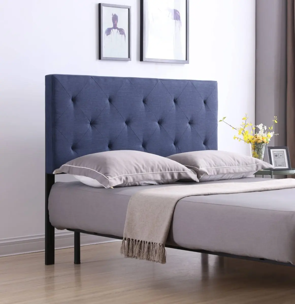 212 MAIN Full-Size Adjustable Tufted Upholstered Rectangular Headboard - Blue, Adjustable Headboard