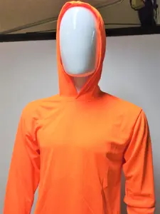 Hi Vis Long Sleeve Safety Shirt With Hoodie, Quick Dry Polyester Birdeye mesh / Ultra lightweight hoodie shirt Reflective Thin Pullover Longsleeves