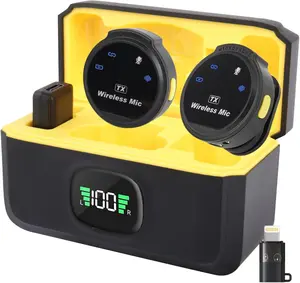 Mini 2 Wireless Lavalier Microphone for iPhone/ipad, Lavalier Microphone with Strong Noise Cancelling, 32H Battery Life with Charging Case, Lapel Mic for Video, Interview, Vlog, YouTube,TikTok