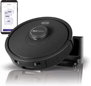 Shark RV2310 Matrix Robot Vacuum with Self-Cleaning Brushroll for Pet Hair, No Spots Missed on Carpets and Hard Floors, Precision Home Mapping, Wi-Fi, Black/Silver, 0.5 Quarts