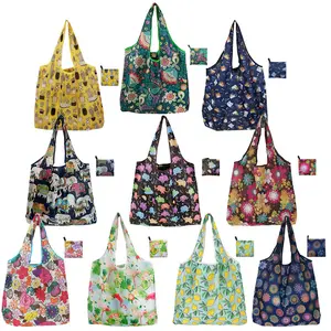 10 Pack Reusable Grocery Shopping Bags Foldable Grocery Tote Bags with Attached Bags Machine Washable Eco-Friendly