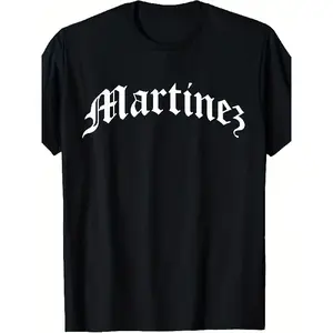 Martinez Last Name Menswear T-Shirt - 220gsm Heavyweight Pure Cotton Round Neck Short Sleeve Top, Unisex Chicano Mexican American Hispanic Cultural Pride Retro Vintage Graphic Tee for Casual Wear