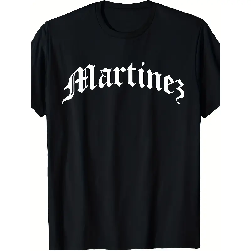 Martinez Last Name Menswear T-Shirt - 220gsm Heavyweight Pure Cotton Round Neck Short Sleeve Top, Unisex Chicano Mexican American Hispanic Cultural Pride Retro Vintage Graphic Tee for Casual Wear