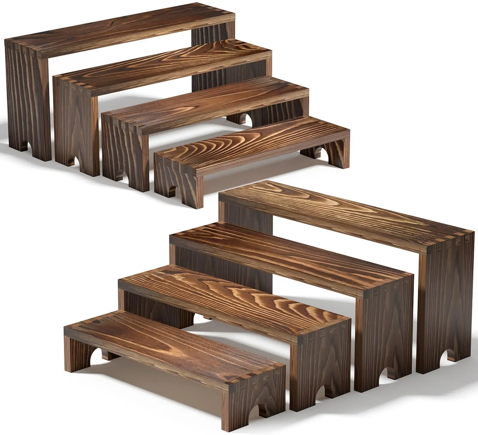 Large 2 Set Stackable Wooden Cupcake Stand Tiered Riser Display Stands for Vendor Events Vendor Booth Display Items Farmhouse Decor Wood Dessert Table Display Set