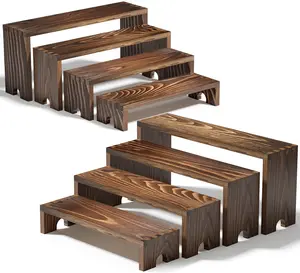 Large 2 Set Stackable Wooden Cupcake Stand Tiered Riser Display Stands for Vendor Events Vendor Booth Display Items Farmhouse Decor Wood Dessert Table Display Set