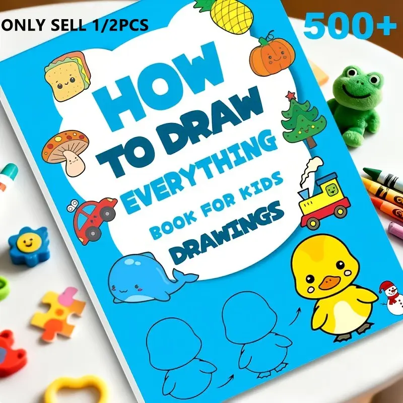 Step-By-Step Coloring Book, Drawing Guide, Fun Patterns, Animal/vegetable/fruit/transport, Creativity Boost, Kids' Gift, Birthday Present, Themed Coloring Books