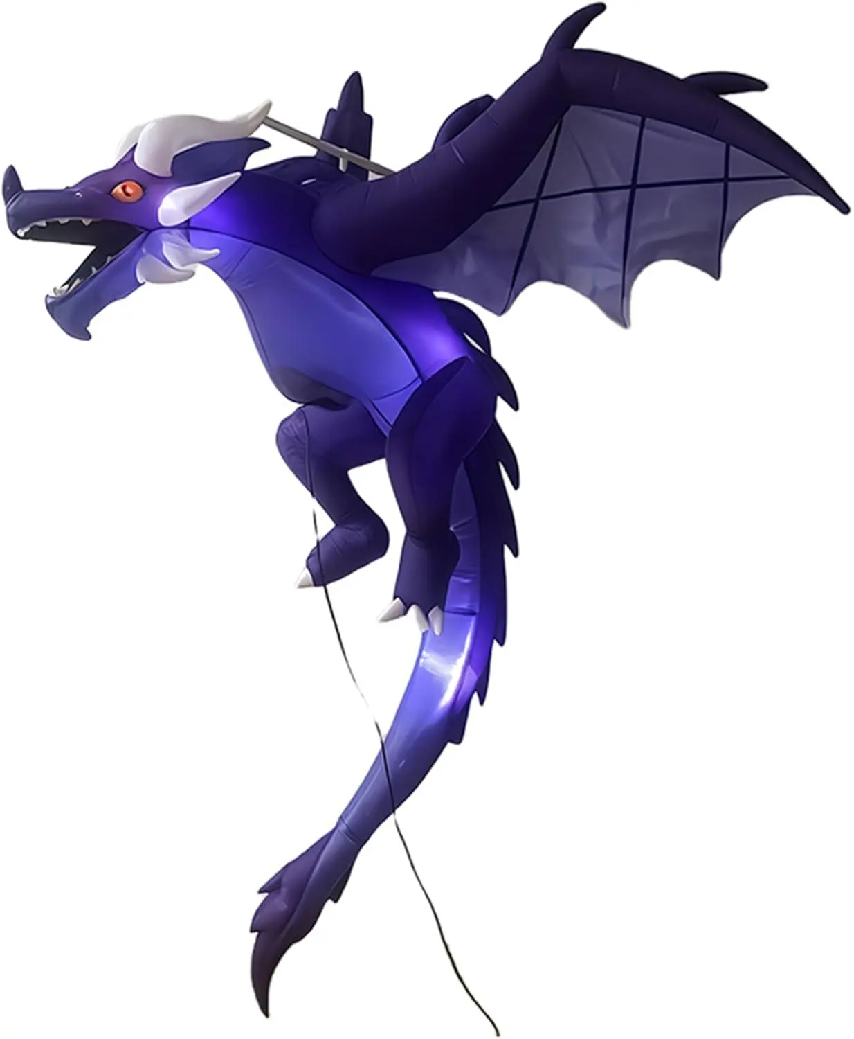 Halloween Inflatable Hanging Fire Dragon Decor, Inflatable Blow Up Flying Dragon with Warm White LED Lights for Outdoor Halloween Party Decor