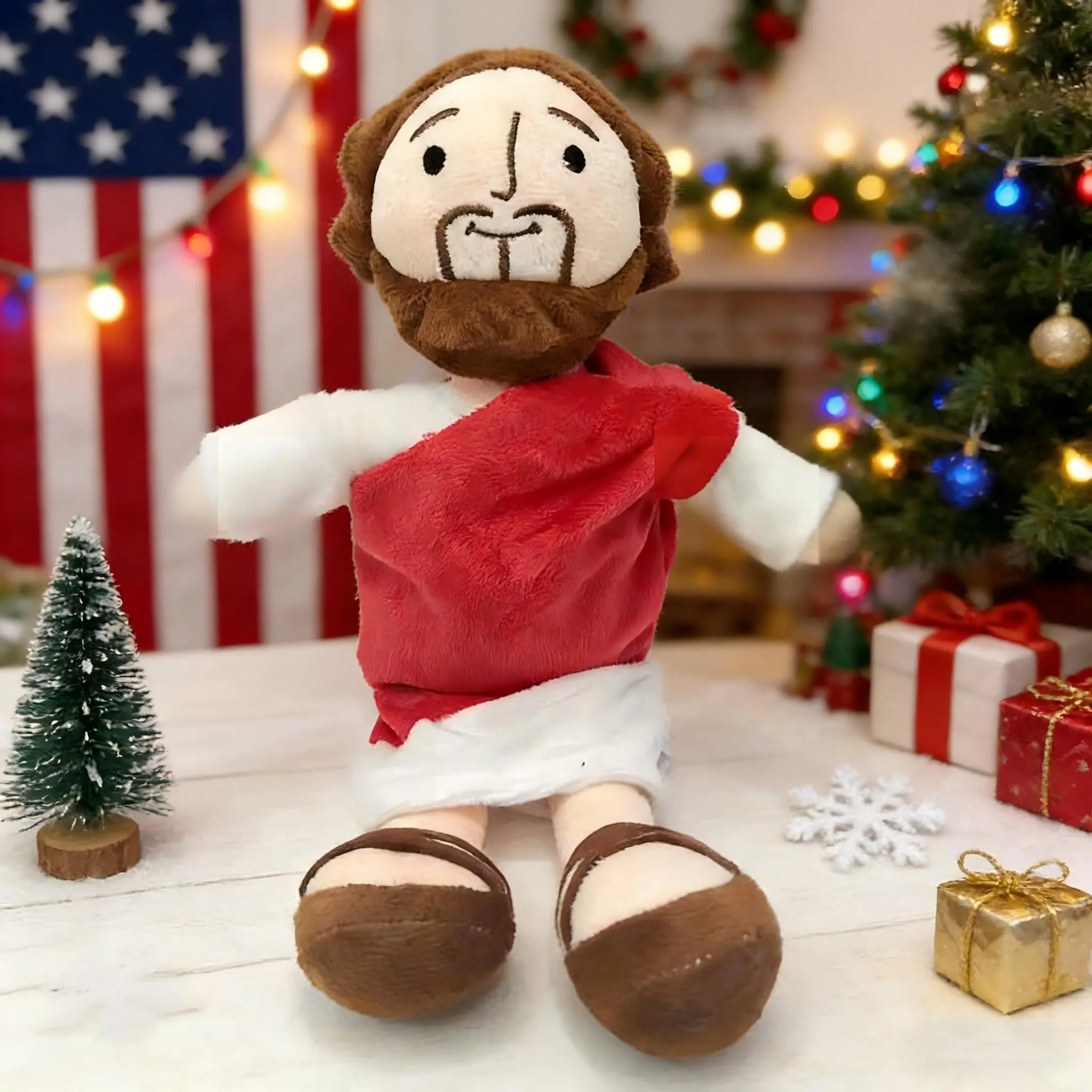 Cute Jesus Plush Doll, Soft Stuffed Doll, Religious Stuffed Doll, Soft Fluffy Holy Image with Expressive Eyes and Smiling Face, Huggable Christian Gift, Perfect for Embracing, Soft Cuddly Gift
