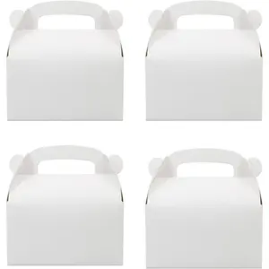 30-Pack White Party Favor Treat Boxes, Goodie Gable Paper Gift Boxes with Handles. Perfect for Wedding, Birthday, Graduation, Babyshower.