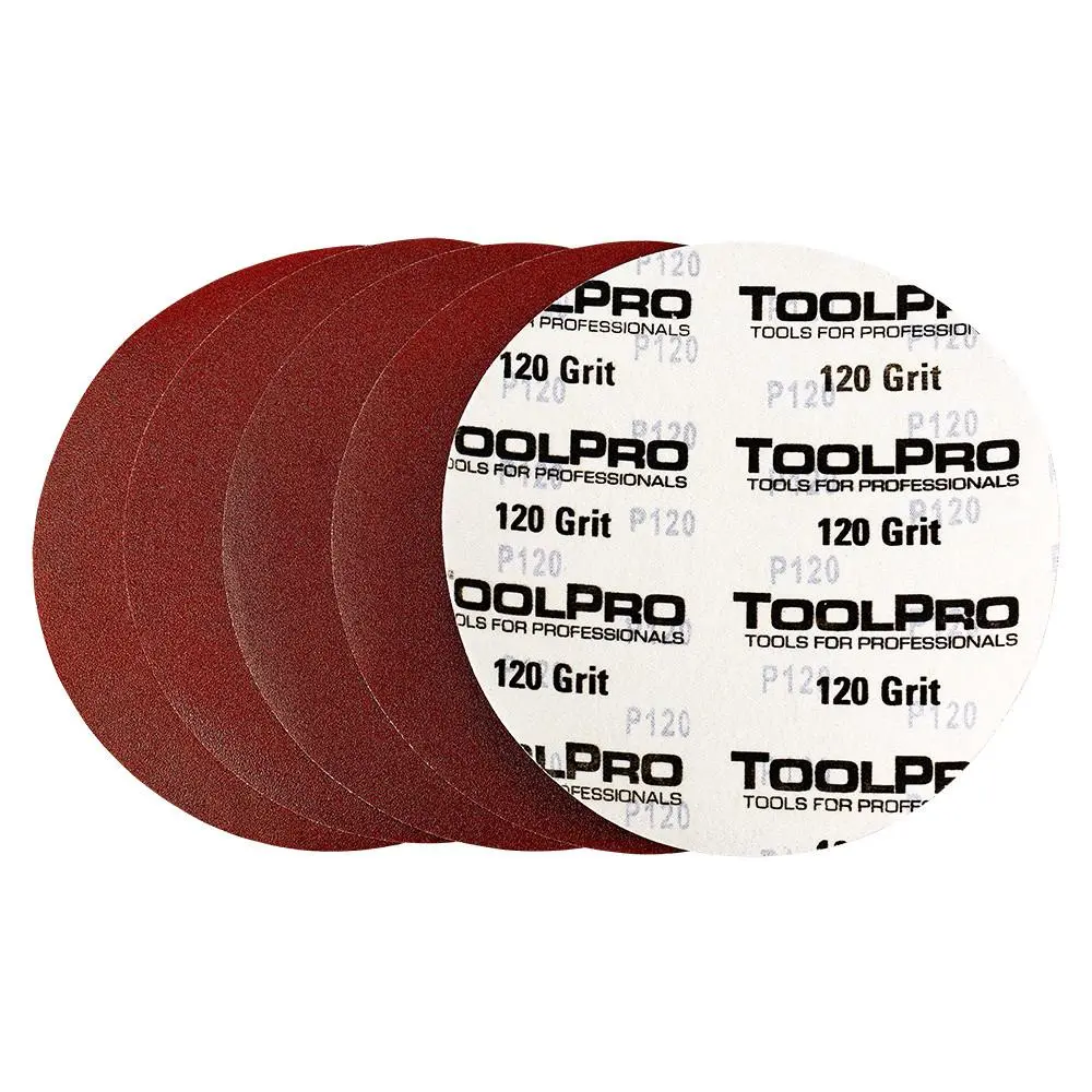 ToolPro Heavy Duty Aluminum Oxide 9 in. Sandpaper Discs - 15 Disks, P120 Medium Grit, Hook & Loop, Anti-Clog, Compatible with Porter Cable & All Drywall Sanders, Drywall Smoothing, Longer Life Grit, Flex
