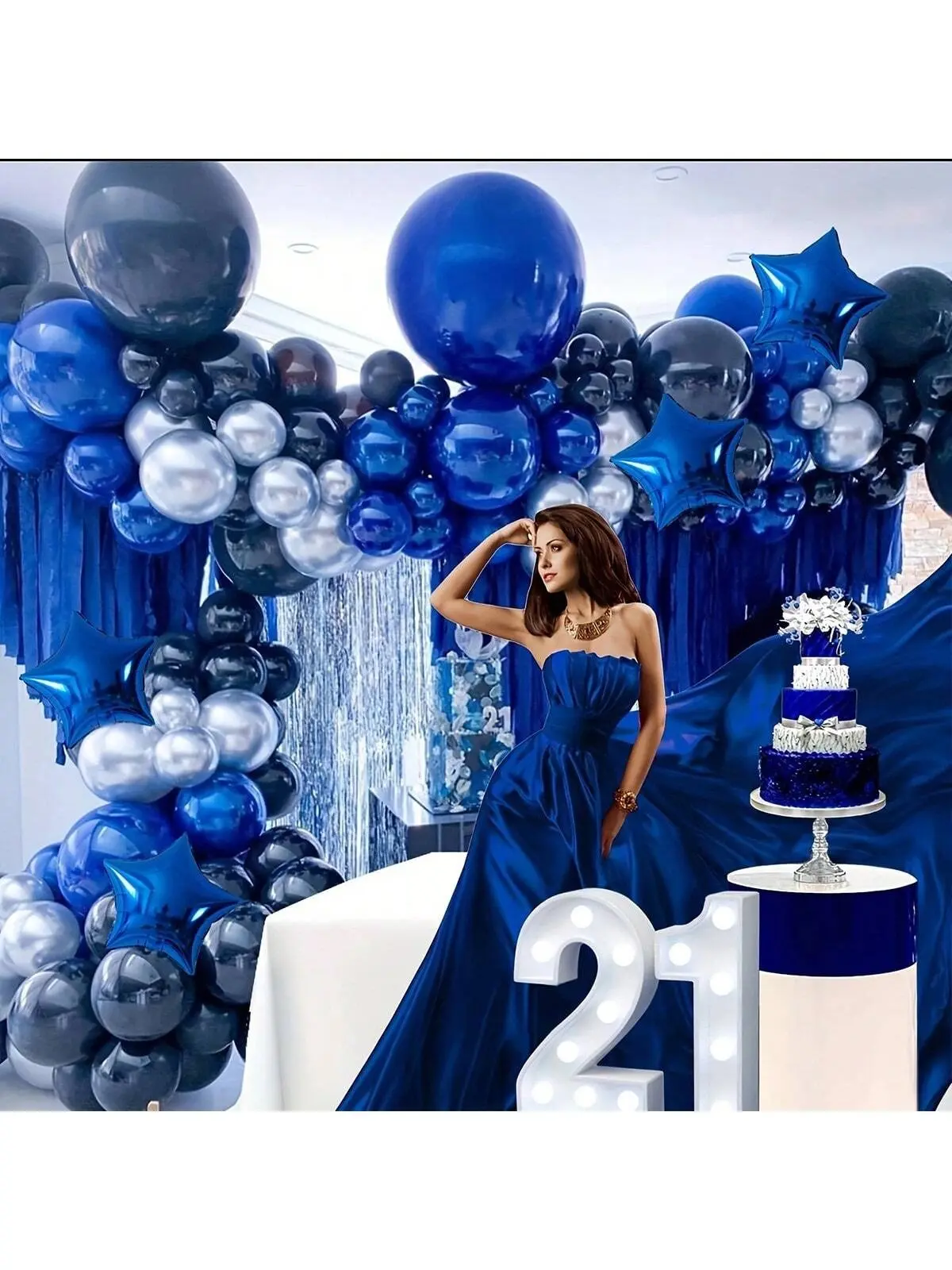 Navy Blue Balloon Garland Kit Silver Blue Balloons Arch Garland Set Birthday Party Decorations Supplies