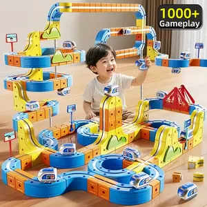 Electric Train Set, Interlocking Track System, Electric Ring Railway, 3-5 Year Old Building Tracks, Anti-Roll Design, Stem Education Gift