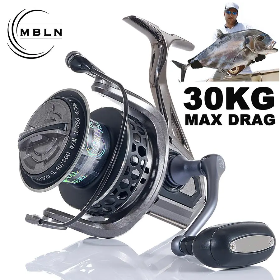 Metal Body Fishing Reel, 1 Count 30kg Max Drag 8000-12000 Large Sea Fishing Reel, Spinning Fishing Reel, Outdoor Fishing Equipment, Outdoor Fishing Accessories for Fishing Enthusiasts Fishing Tackle, Fishing Stuff