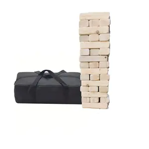 Giant Fun Games Tumble Tower Game Timbers Wood 54 Blocks Outdoor Jumbo Stacking Game for Yard and Lawn Fun, Ideal Gift for Kids and Weddings