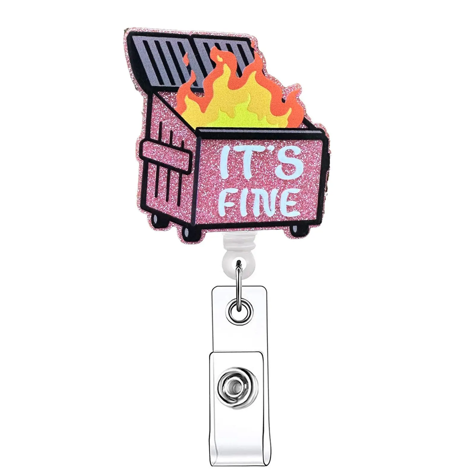 Retractable Badge Reel, Retractable Badge Holders, Badge Reels Retractable, 1 Count Colorful Pattern Acrylic ID Holder with Clip, Identification Badges & Supplies for Nurses, Doctors, Students & Office Staff