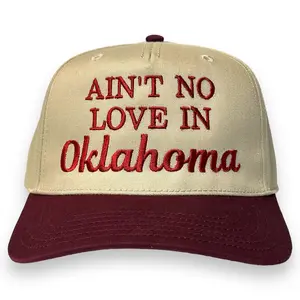 Embroidery Cap - Casual Funny Quote Snapback Hat with Custom "Ain’t No Love in Oklahoma" Design, Adjustable Snapback Closure