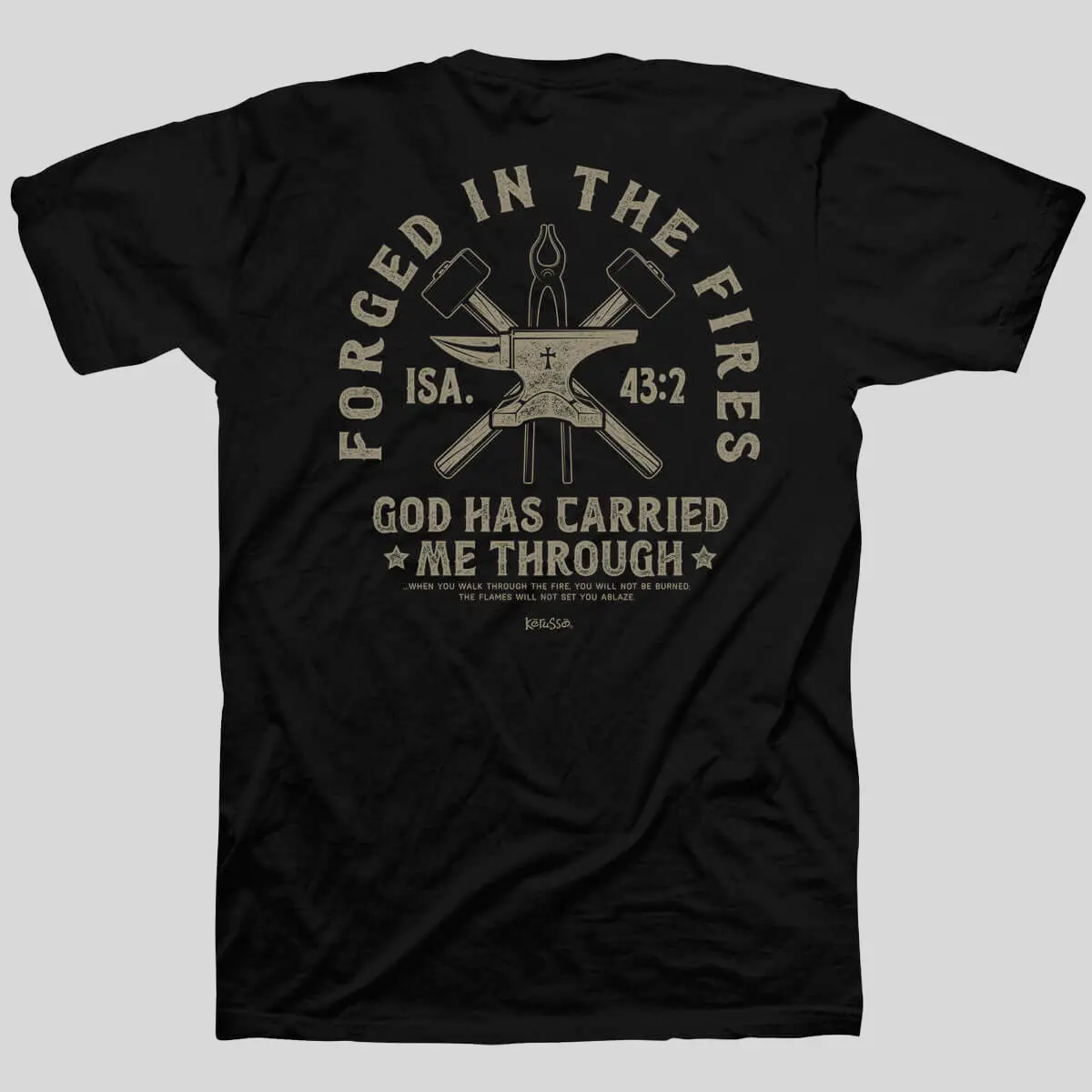Women's Christian Graphic Top, Casual 'Forged In Fire' Short-Sleeve T-Shirt in a 100% Cotton Classic Fit