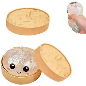 2026NewDumpling Squishies, Glitter Dumpling, Glitter Dumplings Squishy with Box, Dumplings Sensory Squeeze Toy for Stress Relief Stretchy Desk Toys (White)