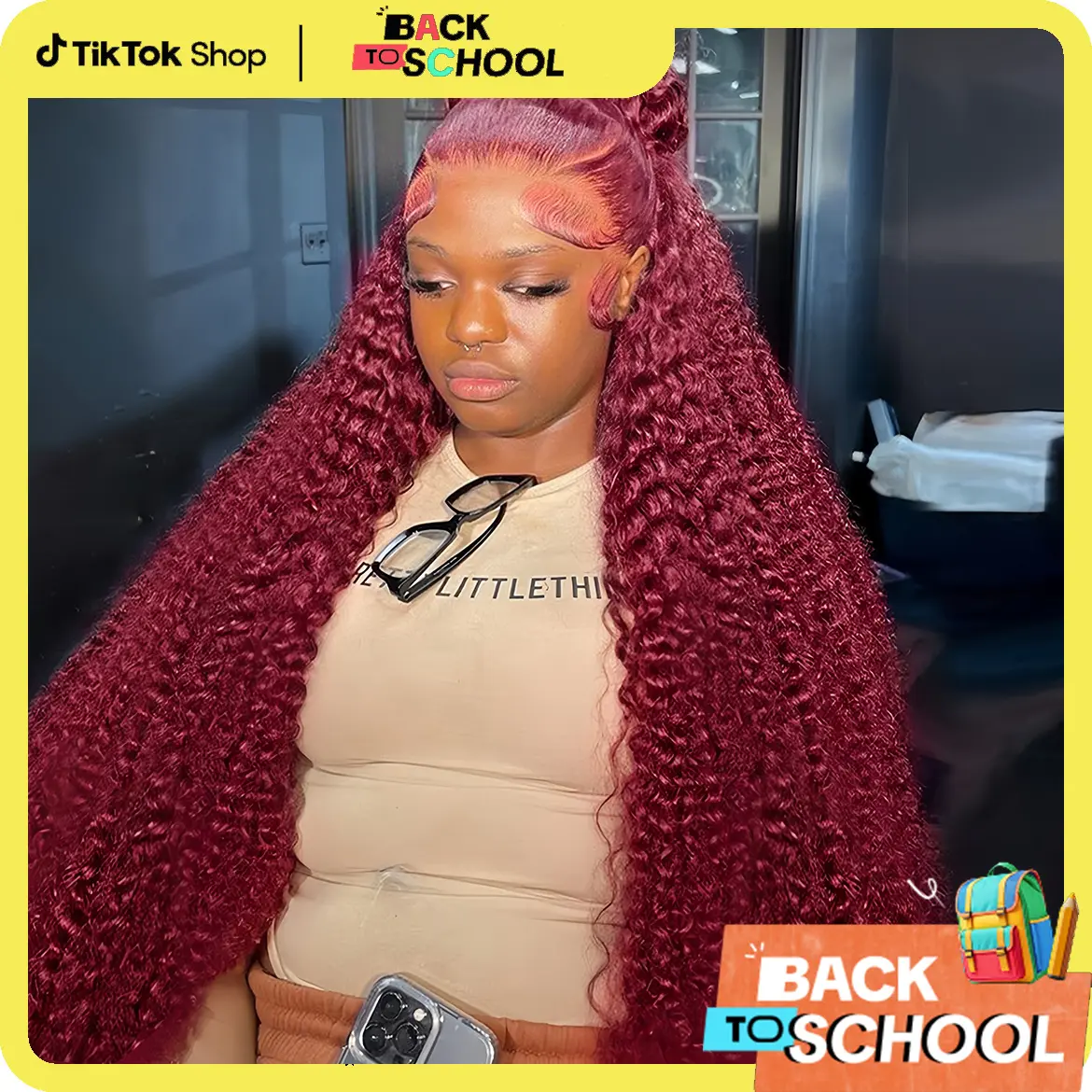 Tahikie 99J Burgundy Colored 200% Density Deep Wave 13x6 Full Frontal HD Lace Front Curly Wave FB30 Highlight /Natural Black Human Hair Wigs For Women TikTokShopBlackFriday#SummerWins #DealsForYouDays#TikTokShopBackToSchool#SohoChic