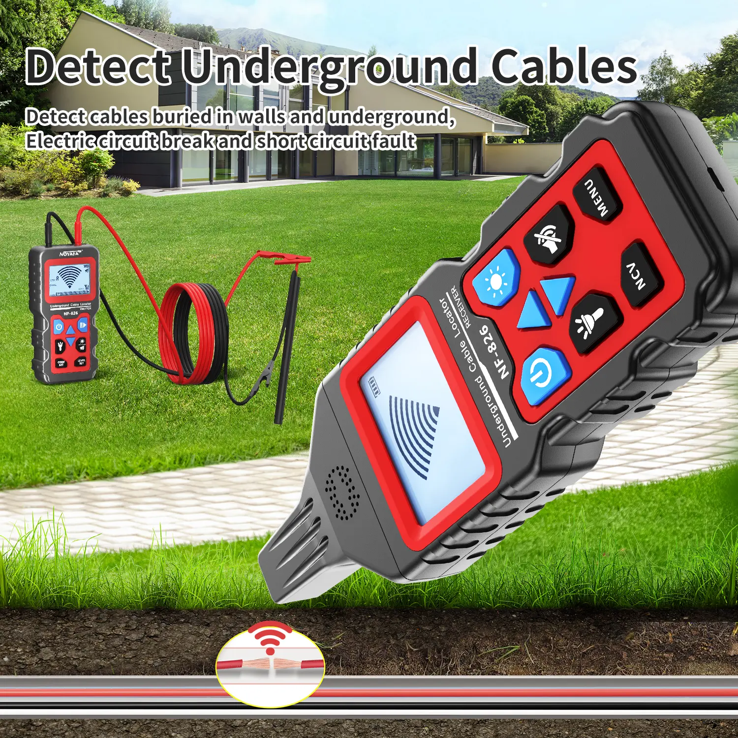 NF-826 Underground Wire Locator, Buried Wire Tracer | Cable Locator Circuit Breakers, Fuses, Wires, Short Circuits, Open Circuits for Dog Fence Cables Irrigation Control Wires