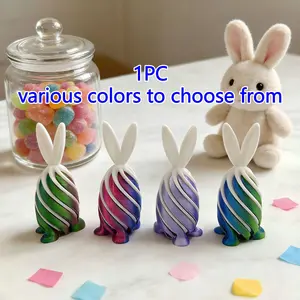 1 PC Easter 3D Printed Toys, Spiral Unzip Rabbit Egg Toy, Stress Relief Gift for Kids & Adults, Perfect for Easter Eggs Hunts & Parties，Cute Eater Basket Gift，Easter Basket Ideas