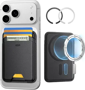ESR Magnetic Wallet Vegan Leather Black for MagSafe Wallet, 5-Card Holder, for iPhone, with 3, 200 g Magnetic Strength, Slim, for iPhone 17/16/15/14/13/12 Series, Not for 13/12 Mini