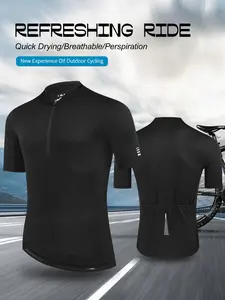 Outdoor Cycling Quick-Dry Short Sleeve Jersey, Half-Zip Stand Collar, Reflective Storage Pocket, High Elastic Breathable Fabric