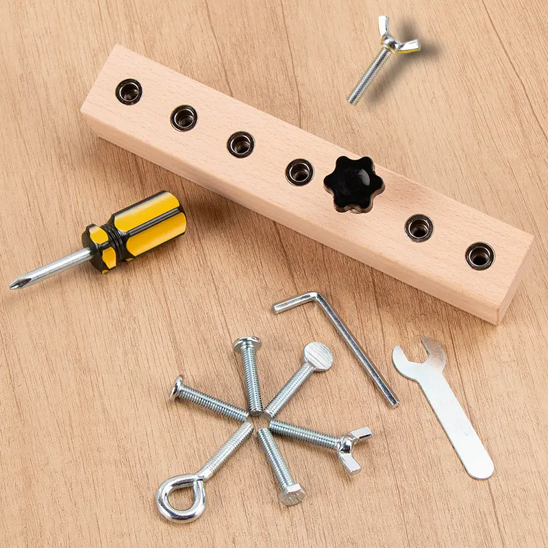 Montessori 8-Hole Screw-Tightening Combination Toy - Early Educational Disassembly Tool with Cat Ear Plushie Mystery, Pretend Play Montessori Learning Toy for 3-6 Year Old Unisex Kids, Supports Children Development
