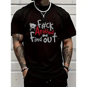 [100% Cotton]   100 cotton   cool and stylish versatile t   boxer bear   and exquisite letter pattern t   mens short sleeved printed t   round neck   pure cotton short sleeved t   fashionable and t   -1
