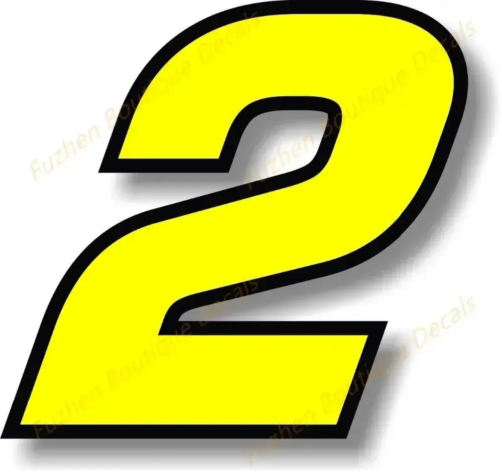 Car Sticker Boutique Decals Exterior Accessories Yellow Race Numbers with Black Border Vinyl Decal Graphic Number