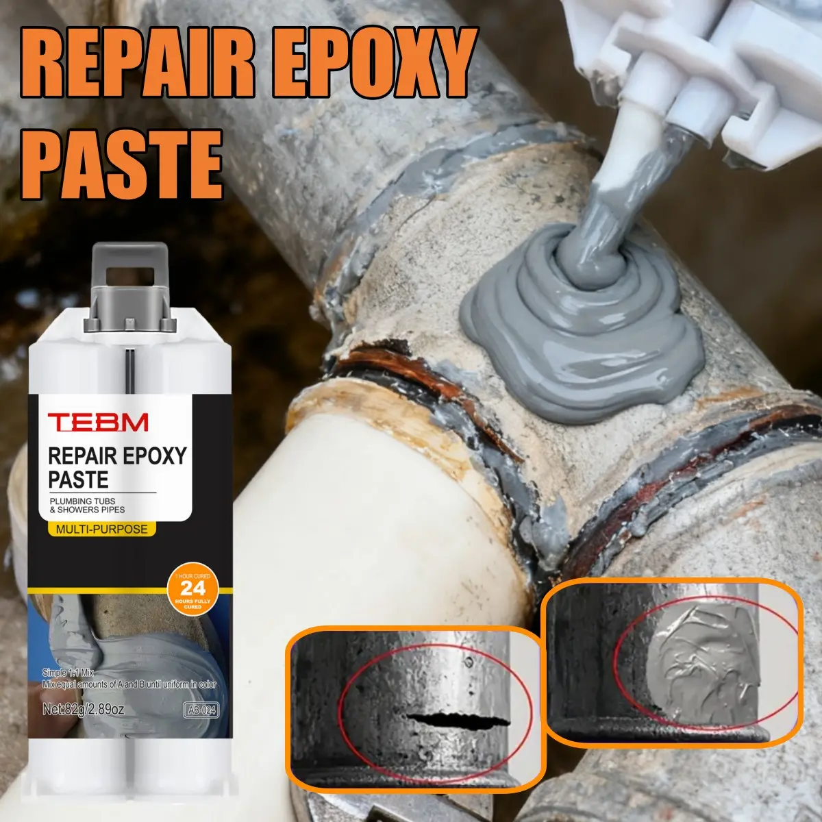 Ab Epoxy Repair Adhesive, Strong Metal/plastic Bonding Glue, High Strength Glue, Glue For Plastic, Leak Repair, Adhesive For Cracks, No Welding Needed, Multi-Material Adhesion, Cold Weld Casting Gel, Pipe Repair Putty, Waterproof Adhesive