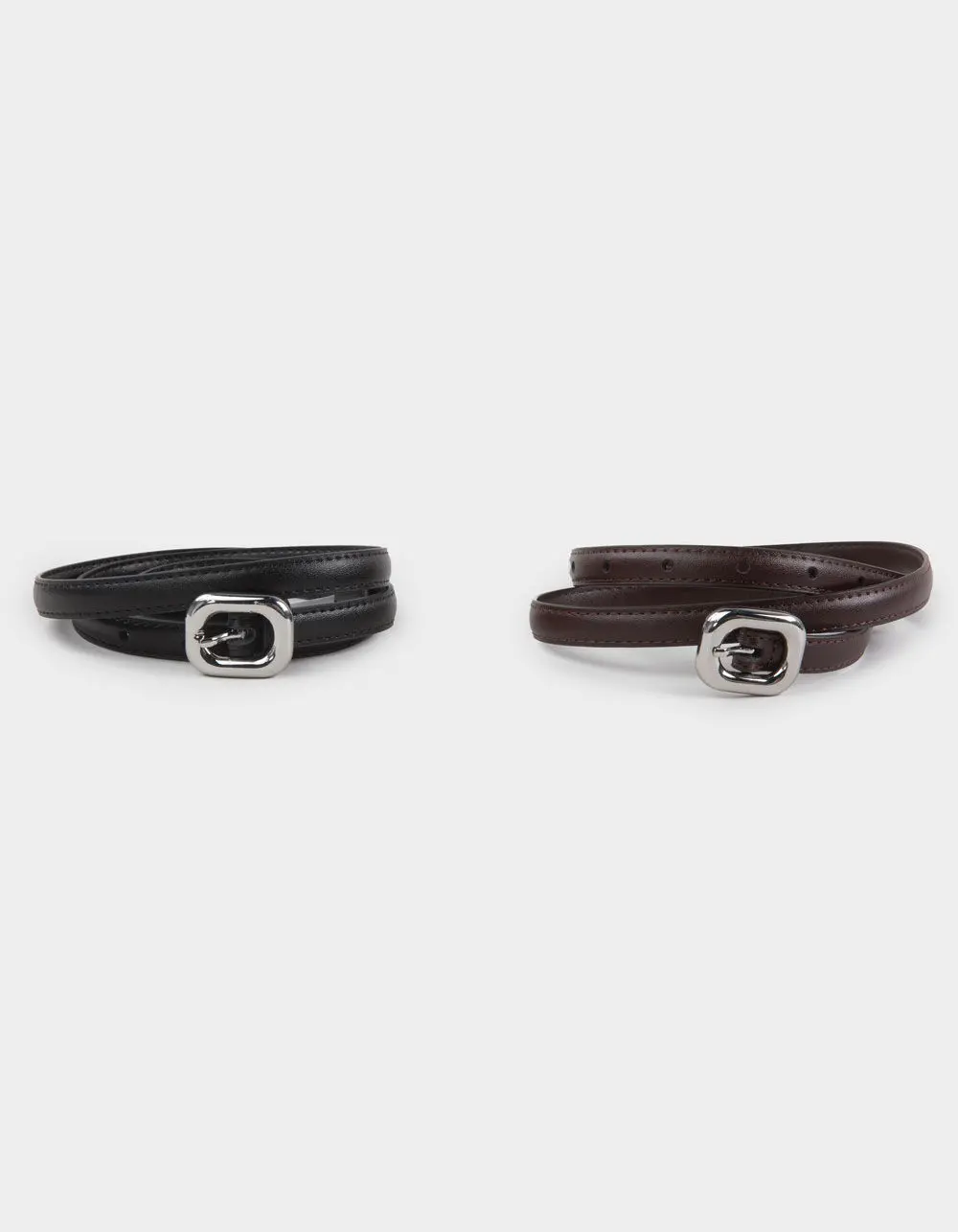 Skinny Bonded Leather Belt 2 Pack