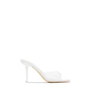Kendal Clear Strap Mid Heel Mules - White