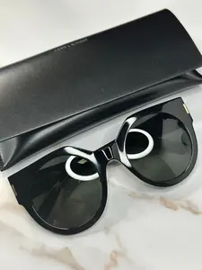 Pre-owned Saint Laurent shiny black geometric sunglasses