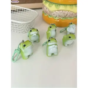 3D Frog Resin Keychain Series Figures, Stylish Aesthetic Alloy Bag Charm with Lobster Clasp, Kawaii Animal Pendant for Purses & Backpacks, Ideal for Couples Everyday Fashion Accessories