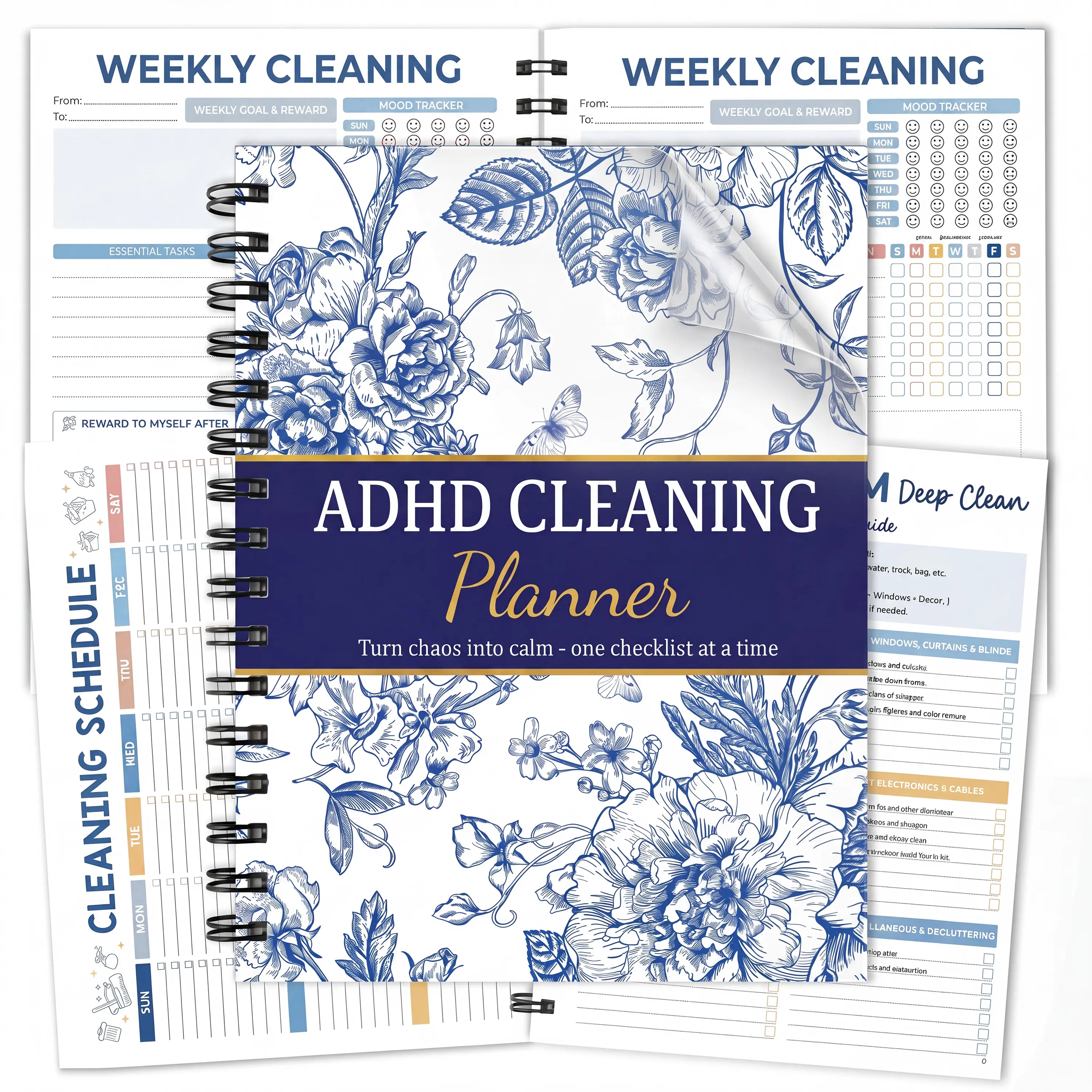 2026 Laminated ADHD Cleaning Planner - Cleaning Schedule and Checklist Organizer for Adults and Teens - Daily, Weekly & Monthly Household Cleaning Checklist for ADHD Minds - Stress-Free Housework