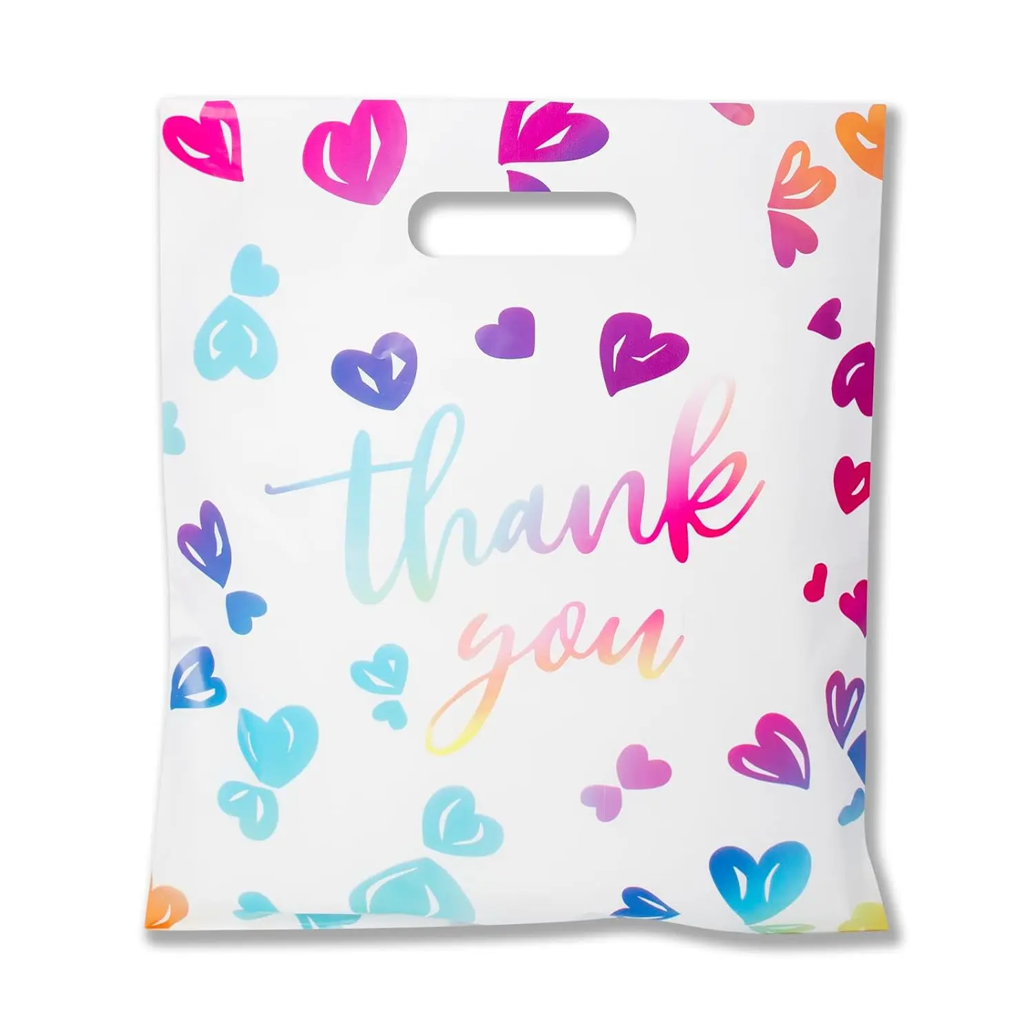 Sturdy Thick 2.36 Mil Low-Density Polyethylene Shopping Bags, 100-Pack 18x16 In Recyclable Waterproof Synthetic Merchandise Bags for Small Business Retail Storage with Handles