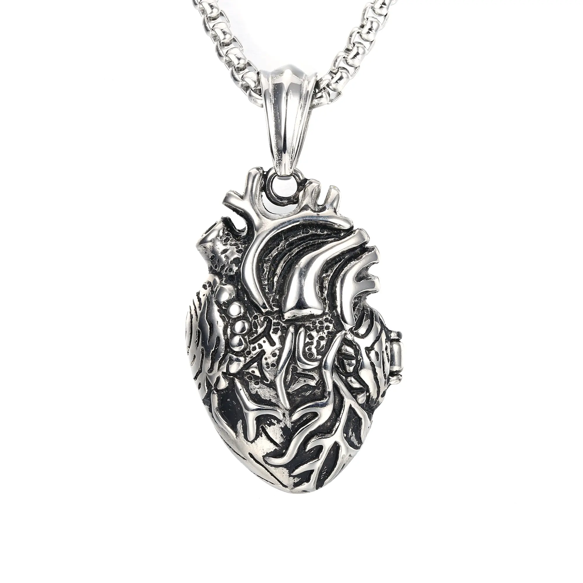 GTHIC Stainless Steel Heart Open Necklace Vintage Commemorative Pendant for Men Women Mother's Day Gift