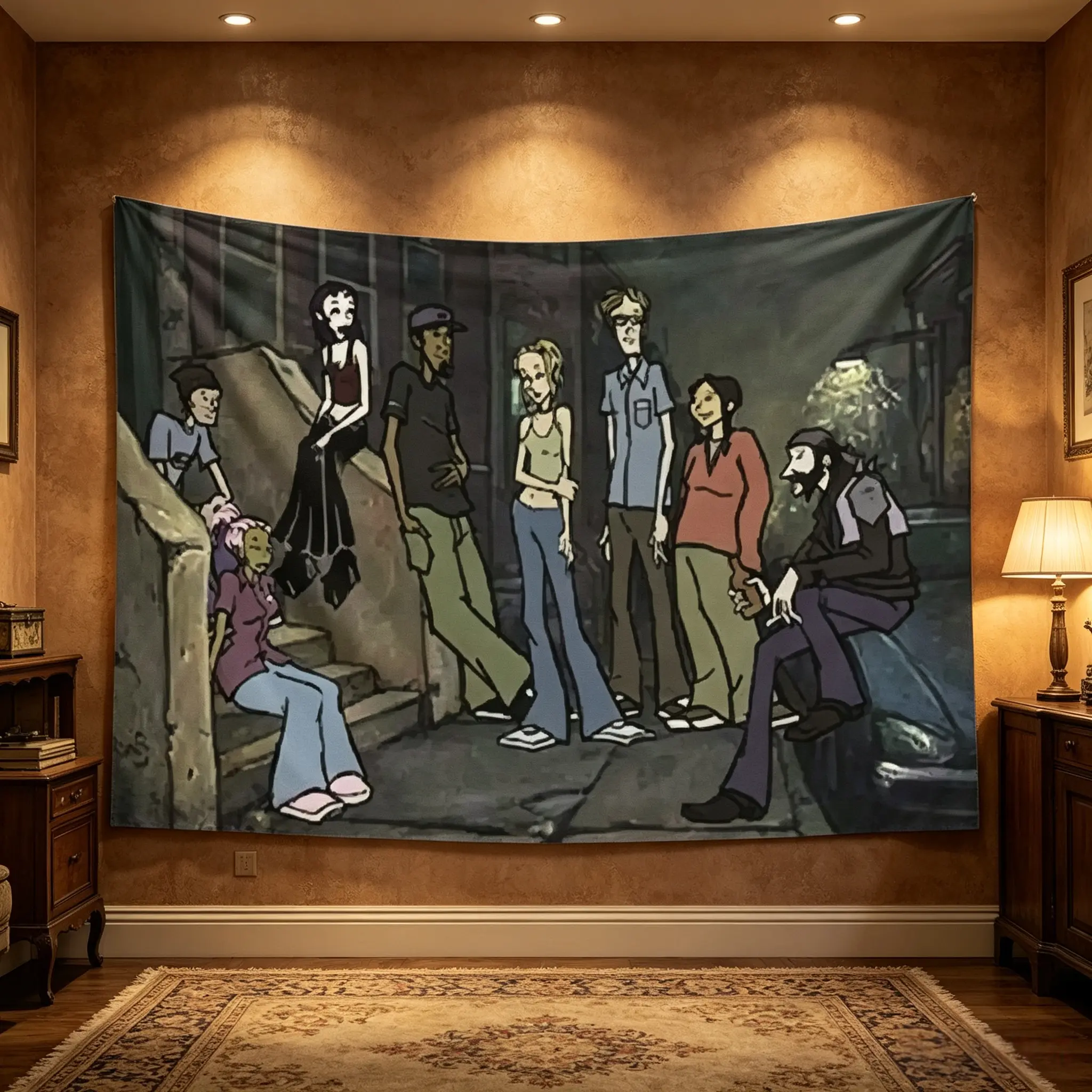 Cotton MTV Downtown Themed Wall Tapestry - Hanging Wall Art, Cool Decor, Whimsical Decor, Teen Room Accent, Things for Rooms, Dorm & Mirror Home Supplies, Room Decor, Wall Decor