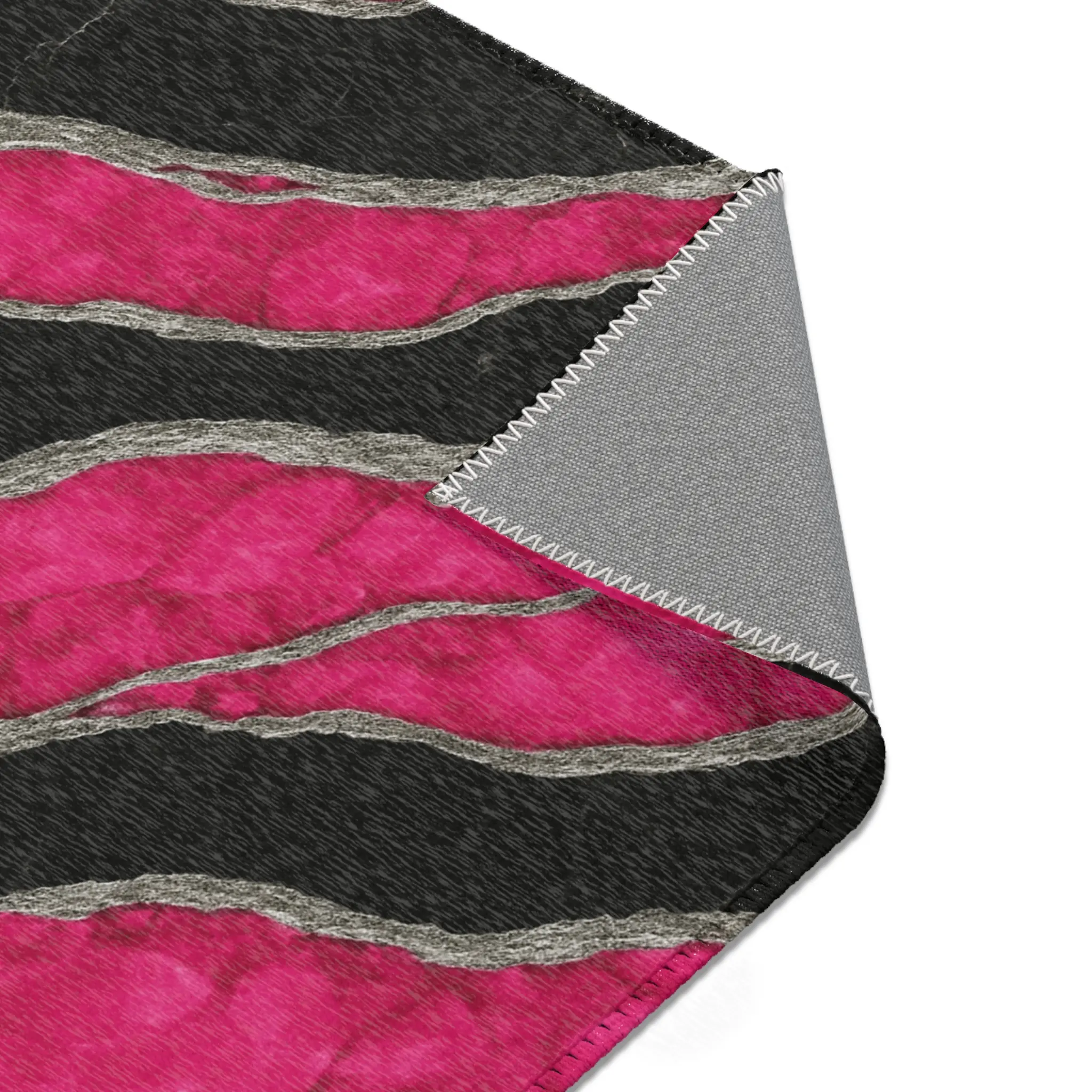 Machine-Made Pink, Silver and Black Marble Emblem Area Rug - Modern Luxury Multi-Size Carpet, Elegant Accent for Living Room, Bedroom, Various Household Areas