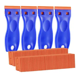 4pcs Plastic Razor Blade Scraper with 100pcs Blades, Cutting Supplies, Adhesive Remover for Stickers, Scrapbook Tools, Ideal for Craft Projects, Home Office